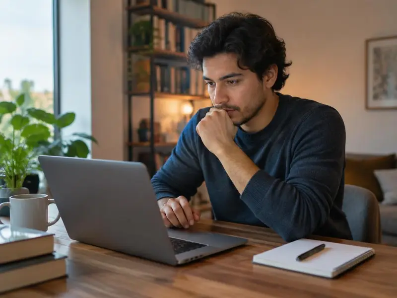 Un candidato hace una prueba en su portátil desde casa